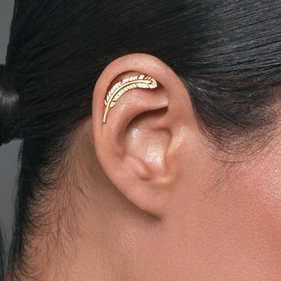 14k gold feather helix stud 