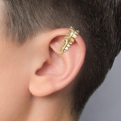 gold fern ear cuff
