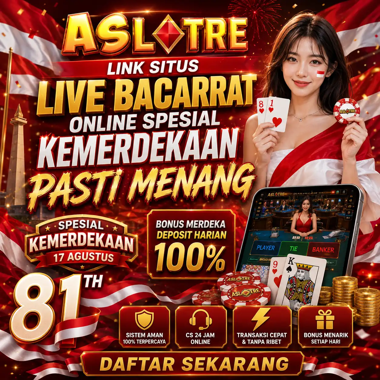 ASLOTRE » Link Situs Live Bacarrat Online Spesial Kemerdekaan Pasti Menang